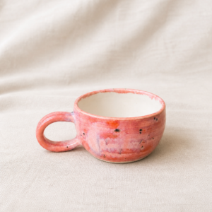 Porcelain dragon fruit mug in white and pink